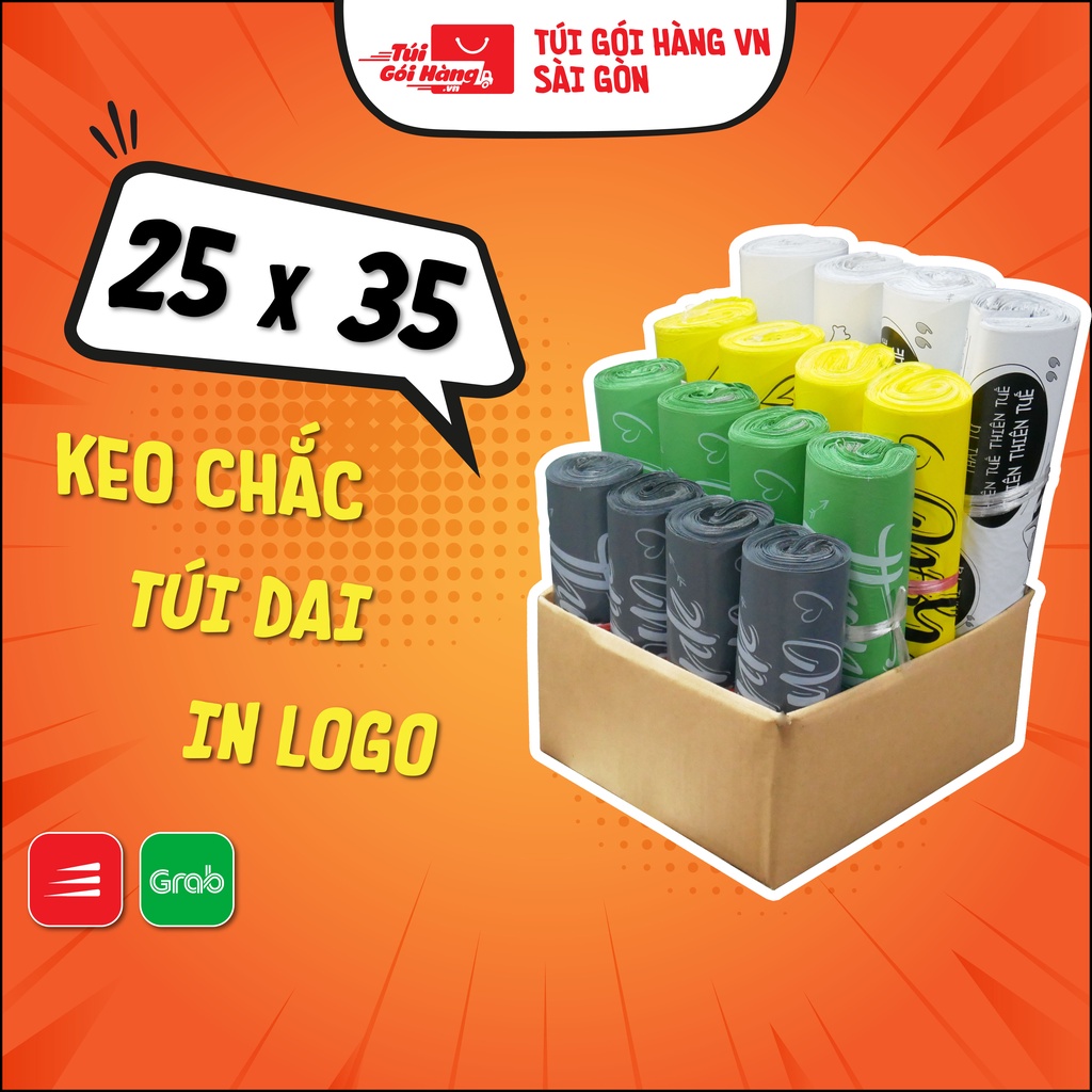 Bịch Gói Hàng in thank you 25x35 TUIGOIHANGVN Cuộn 100 Cái Dán Niêm Phong - In Logo Theo Yêu Cầu Từ 10 Cuộn