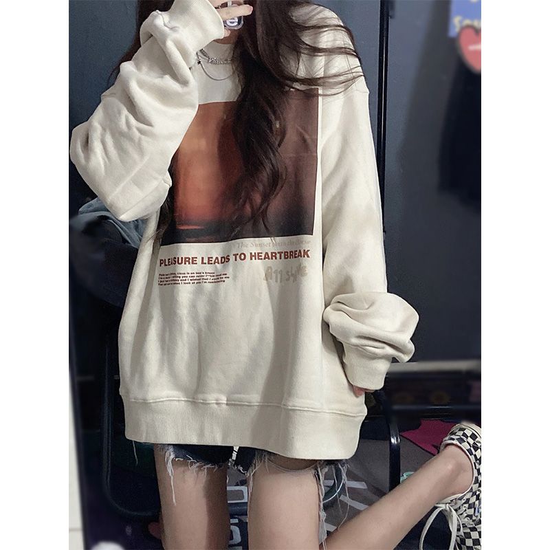 Porozi  Áo nỉ Áo len tay dài cổ tròn màu sắc đơn giản cho nữ