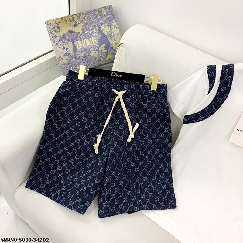 đồ bộ nam mặc hè đi biển quần gucci áo trắng đêm thêu viền ông tay cực chất quần áo nam mag Tết đẹp