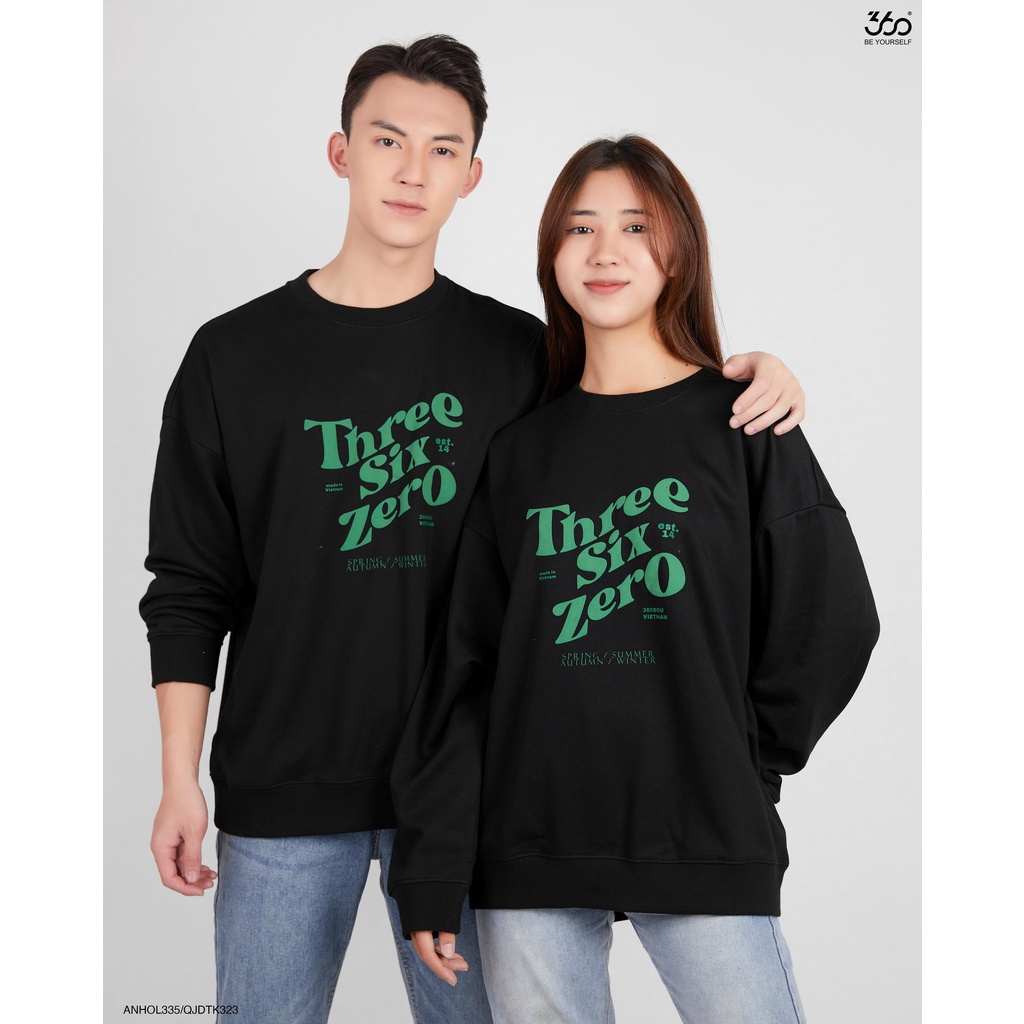 Áo sweater nam form rộng trẻ trung thương hiệu 360 Boutique chất liệu nỉ da cá- ANHOL335