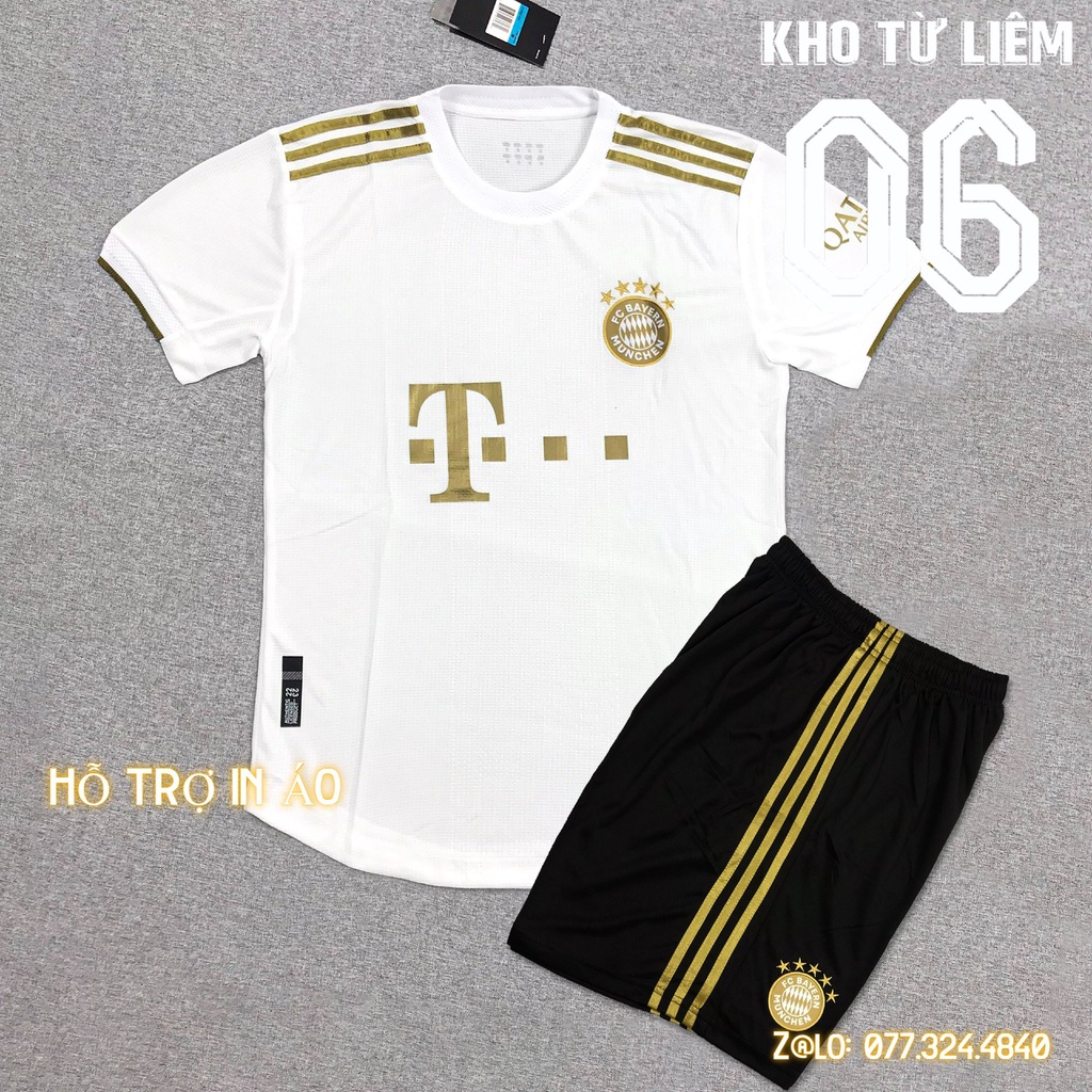 Đồ đá banh - bộ quần áo đá bóng nam FC Bayern màu trắng chất vải fex thái hàng đẹp