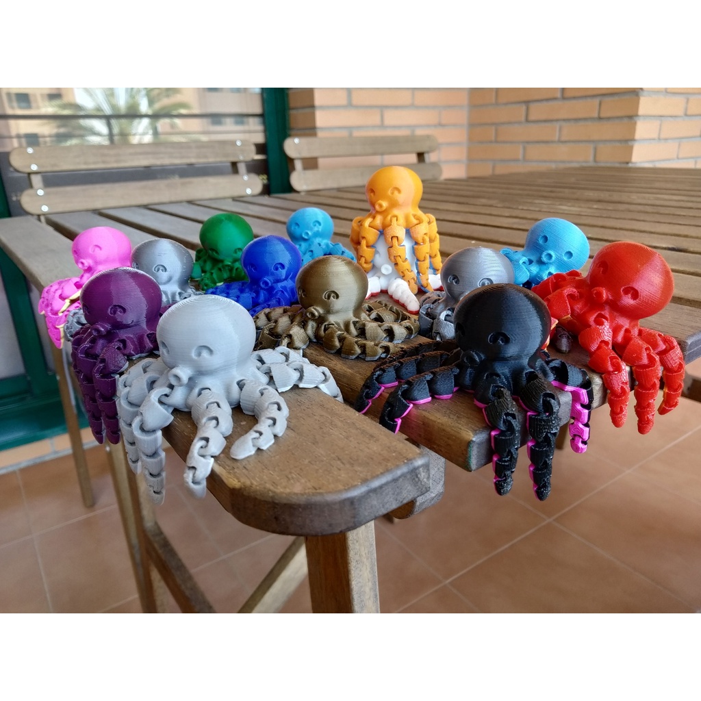 Đồ chơi bạch tuộc mô hình in 3D có khớp nối linh hoạt nhiều mầu sắc in 3D #004