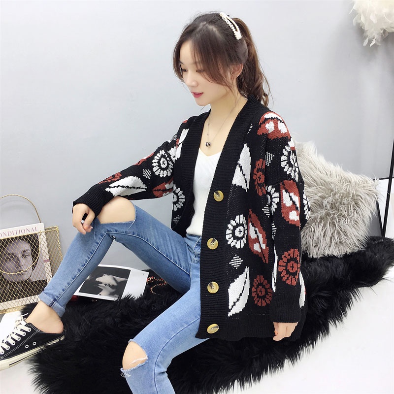 Áo Dệt Kim Tay Dài Cổ Chữ V Thời Trang Hàn Quốc Dành Cho Nữ