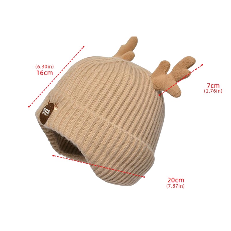 Mũ Len Beanie Sừng Tuần Lộc Dễ Thương Cho Bé