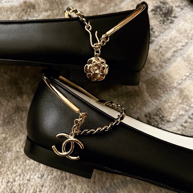 Giày búp bê Cha.nel dây xích NMINESTORE hàng FULLBOX LOGO