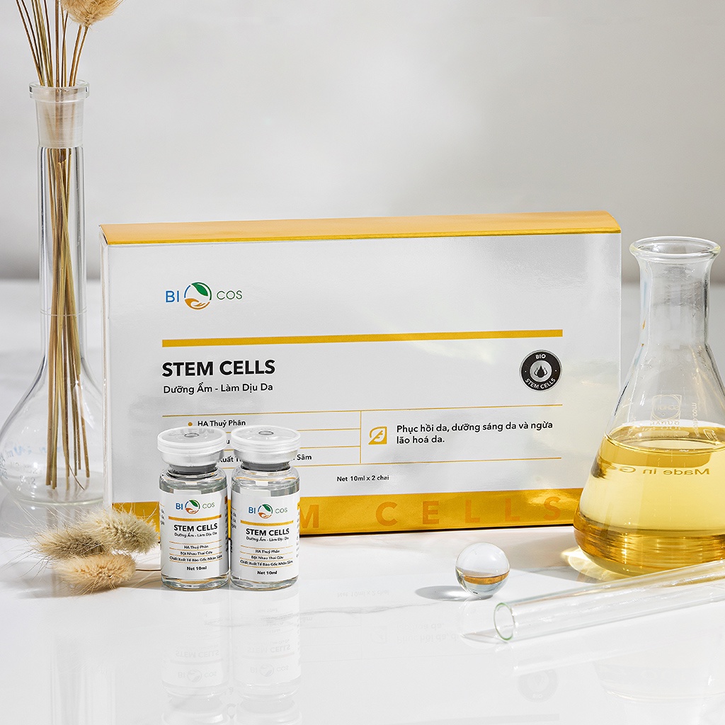 Tinh Chất Stem Cells BIOCOS - Dưỡng Ẩm, Phục Hồi Da Chuyên Sâu (Hộp 2 chai - 10ml*2 chai)