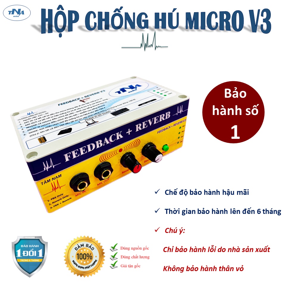 Hộp Chống Rú Rít Micro Có Kèm Reverb V3 Phiên Bản Cắm Ngoài | Chống Hú Reverb V3 Tâm Nam 2023