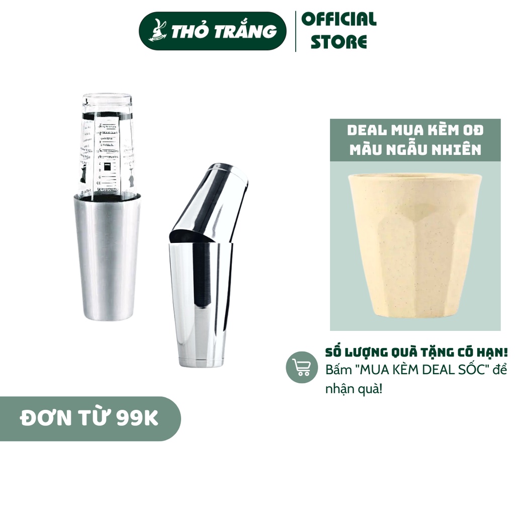 Shaker 2 Mảnh Boston (Thủy tinh - Inox) Dùng Trong Pha Chế