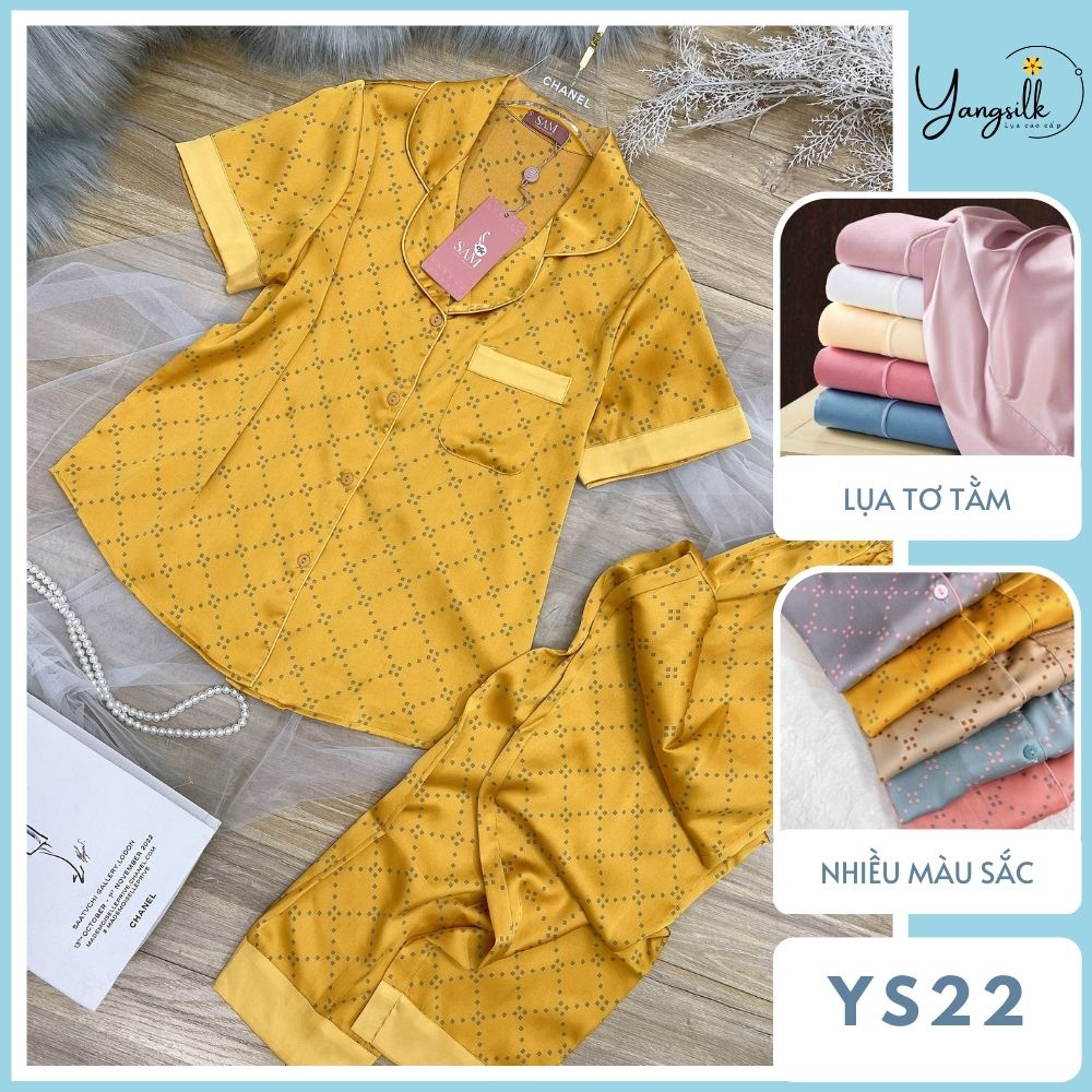 Đồ bộ lụa cao cấp tay ngắn Sam, bộ ngủ lụa tơ tắm mềm mịn nhẹ nhàng không nhăn không xù không kích ứng da Yangsilk