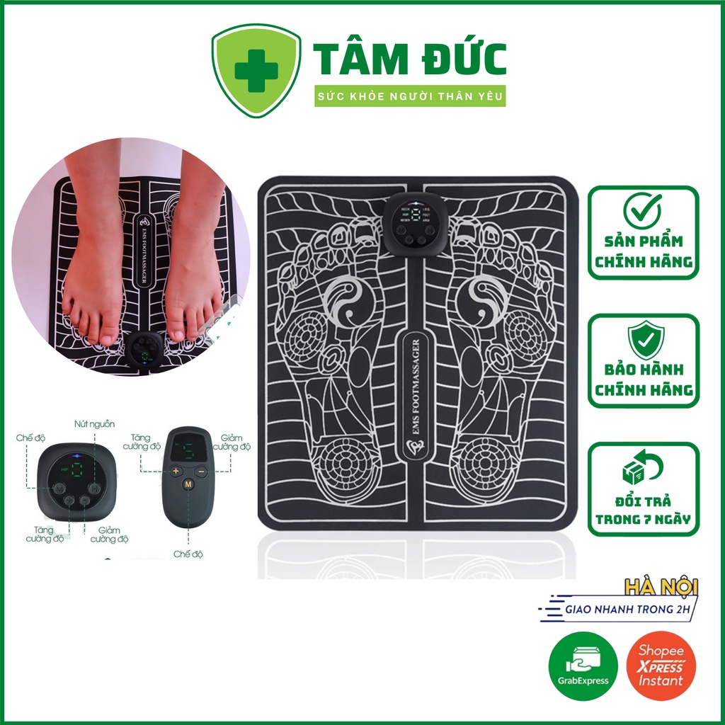 Máy massage chân xung điện EMS HM-C3, thảm mát xa chân xung điện 6 chế massage độ,9 cường độ xung điện