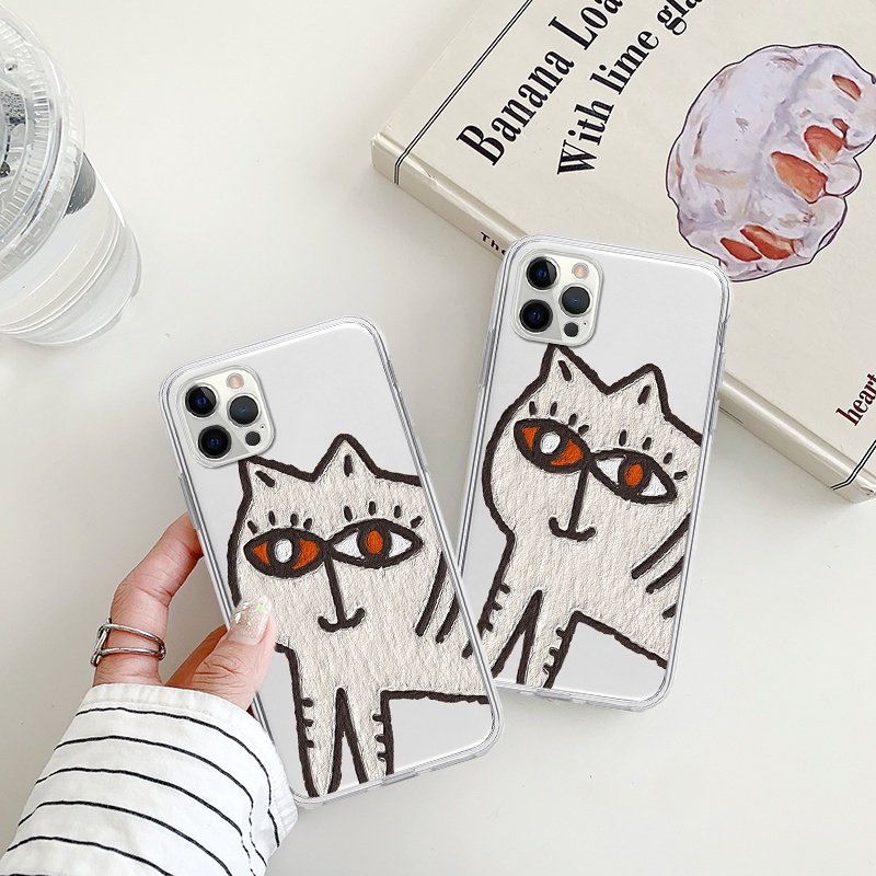 Ốp BVC iphone cạnh vuông hoạt họa mèo vằn mắt to cho 6/6splus/7/7plus/8/8plus/x/xr/xs/11/12/13/14/pro/max