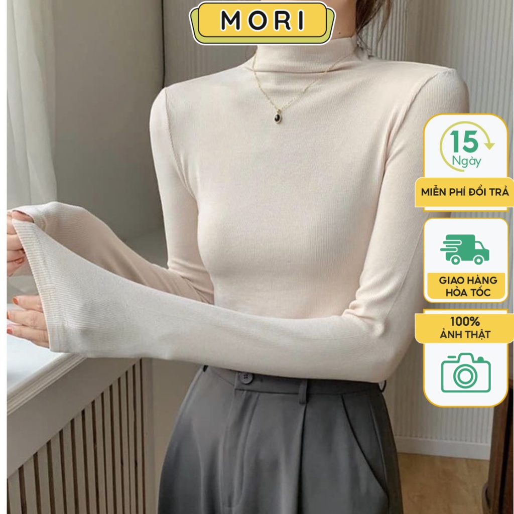 Áo giữ nhiệt nữ cổ cao áo thun tay dài chất liệu , cotton mềm mịn thời trang nữ thời trang nữ MORI CLOTHING AGN10