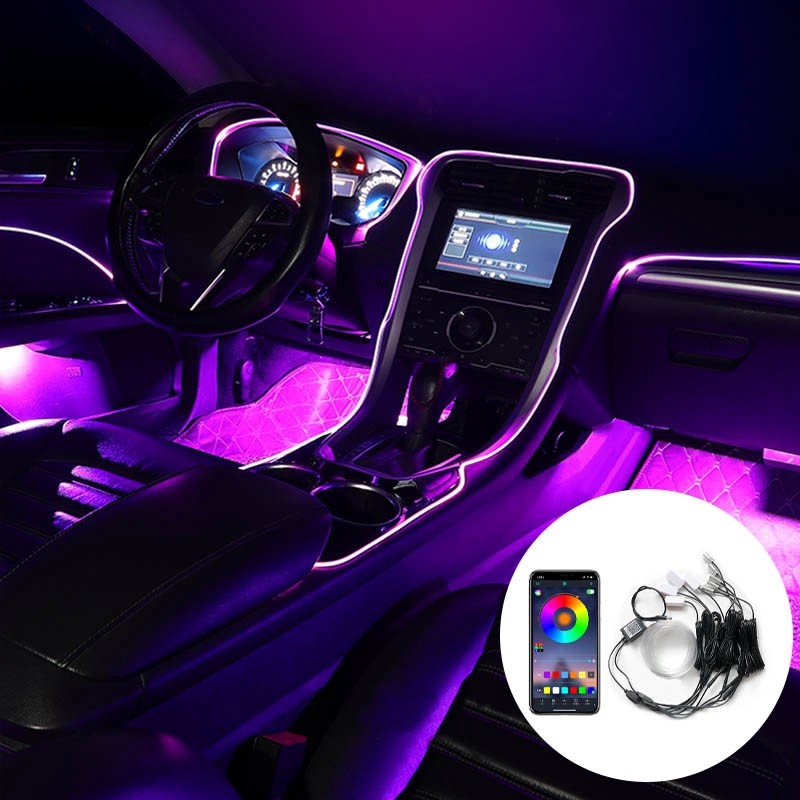 Set dây đèn LED LYMOYO sợi quang RGB nhiều màu sắc dành cho trang trí bên trong xe hơi 5/ 6/ 8m
