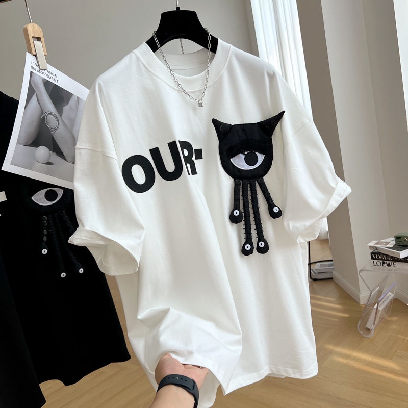 Áo Thun Cotton Tay Ngắn Dáng Rộng Phong Cách Châu Âu Thời Trang Mùa Hè Cho Nữ