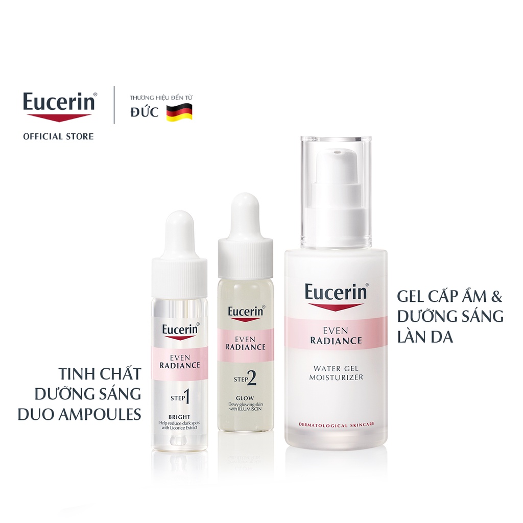 Bộ dưỡng sáng da toàn diện Eucerin Even Radiance Duo Ampoules (2x15ml) & Water Gel (50ml)