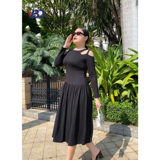 Đầm thun bigsize khoét kiểu DA024 dành cho nàng béo mập từ 45 tới 90kg( M-3XL)
