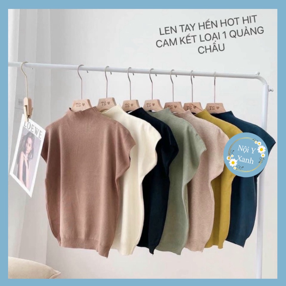 ÁO LEN NỮ CỔ BA PHÂN TAY NGẮN GIỮ NHIỆT CO GIÃN ÔM BODI hàng loai 1 nội y xanh -  chất đẹp