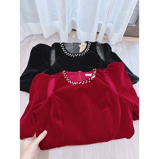 Váy nhung dáng xoè tiểu thư