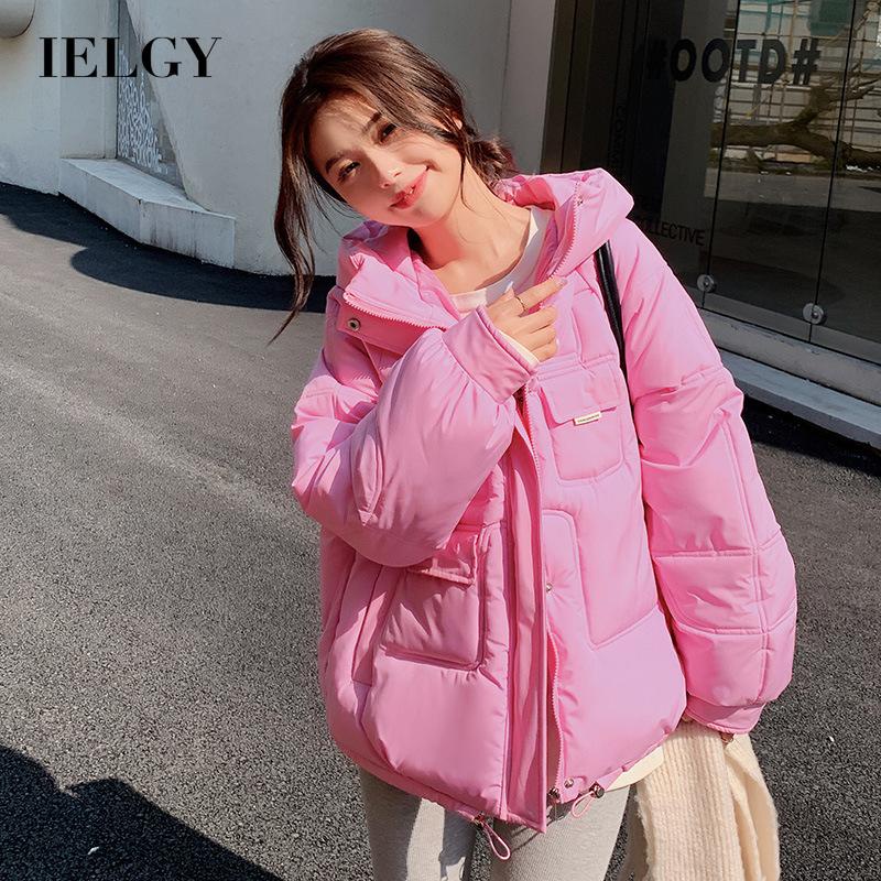 IELGY IELGY Áo Khoác Đệm cotton Có Nón Ấm Áp Thời Trang Hàn Quốc Cho Nữ