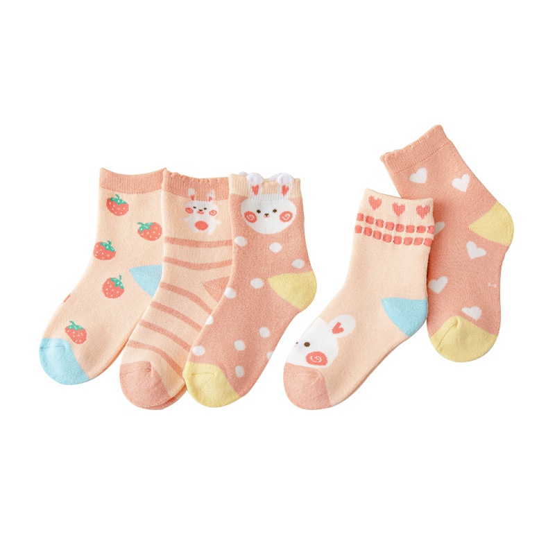 Set 5 đôi tất WAFNHA dày dặn ấm áp họa tiết hoạt hình dễ thương cho bé