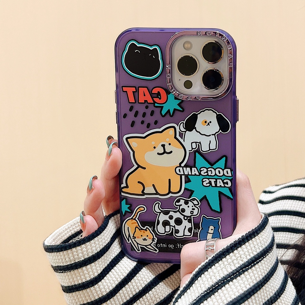 Ốp Điện Thoại Tpu Silicon Mềm Chống Rơi Họa Tiết Chú Cún Hoạt Hình Mạ Điện Cho iPhone 14 13 12 11 Pro Max 14 Plus