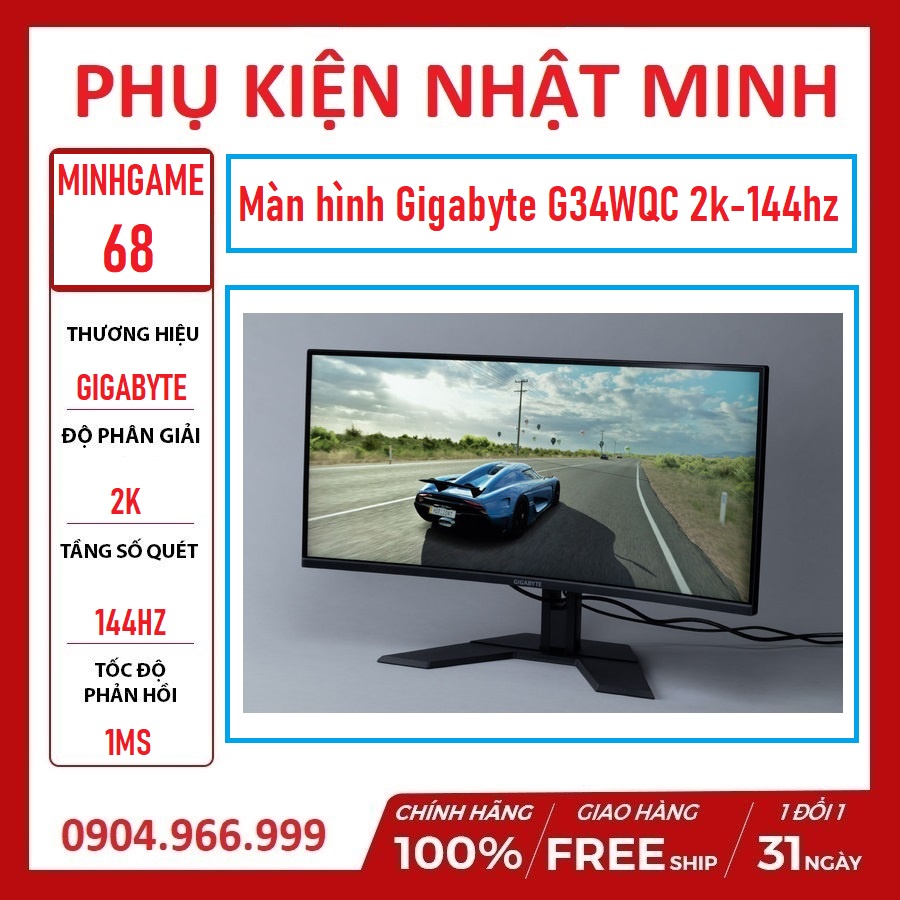 Màn hình cong GIGABYTE G34WQC 34" 2K 144Hz tỷ lệ khung hình 21:9 chuyên game chính hãng BH 36 tháng | BigBuy360 - bigbuy360.vn