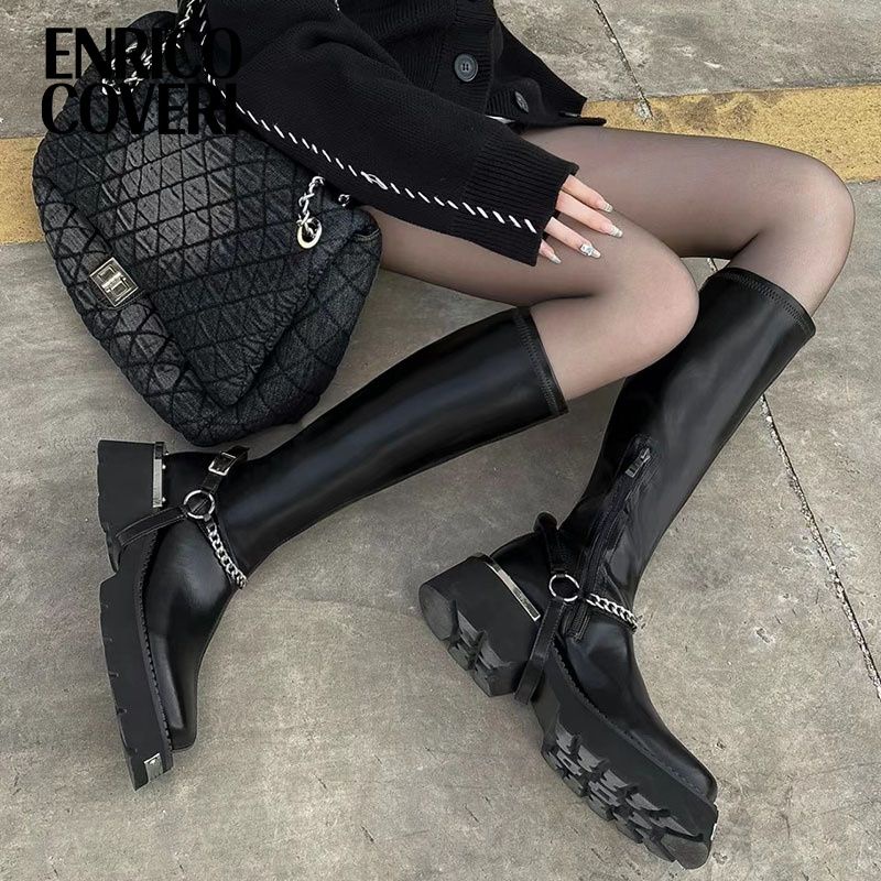 Giày Bốt Da Mềm Đế Dày Bằng Kim Loại Mỏng Đi Xe Máy Dành Cho Nữ