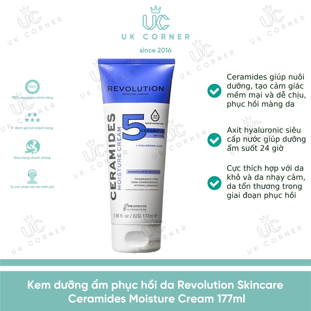 Kem dưỡng ẩm phục hồi da Revolution Skincare Ceramides Moisture Cream 177ml