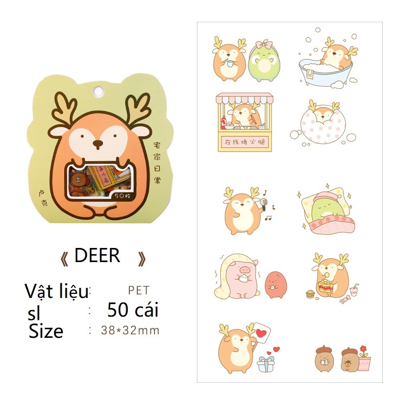 Trọn bộ set 50 Sticker 1 túi chibi chống nước dán laptop, điện thoại, đàn guitar, mũ bảo hiểm, vali. SKU0059