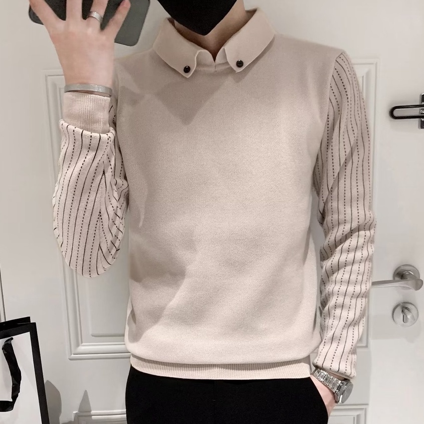 Áo Len Nam Dài Tay Cổ Bẻ Thời Trang Hàn Size M-3XL