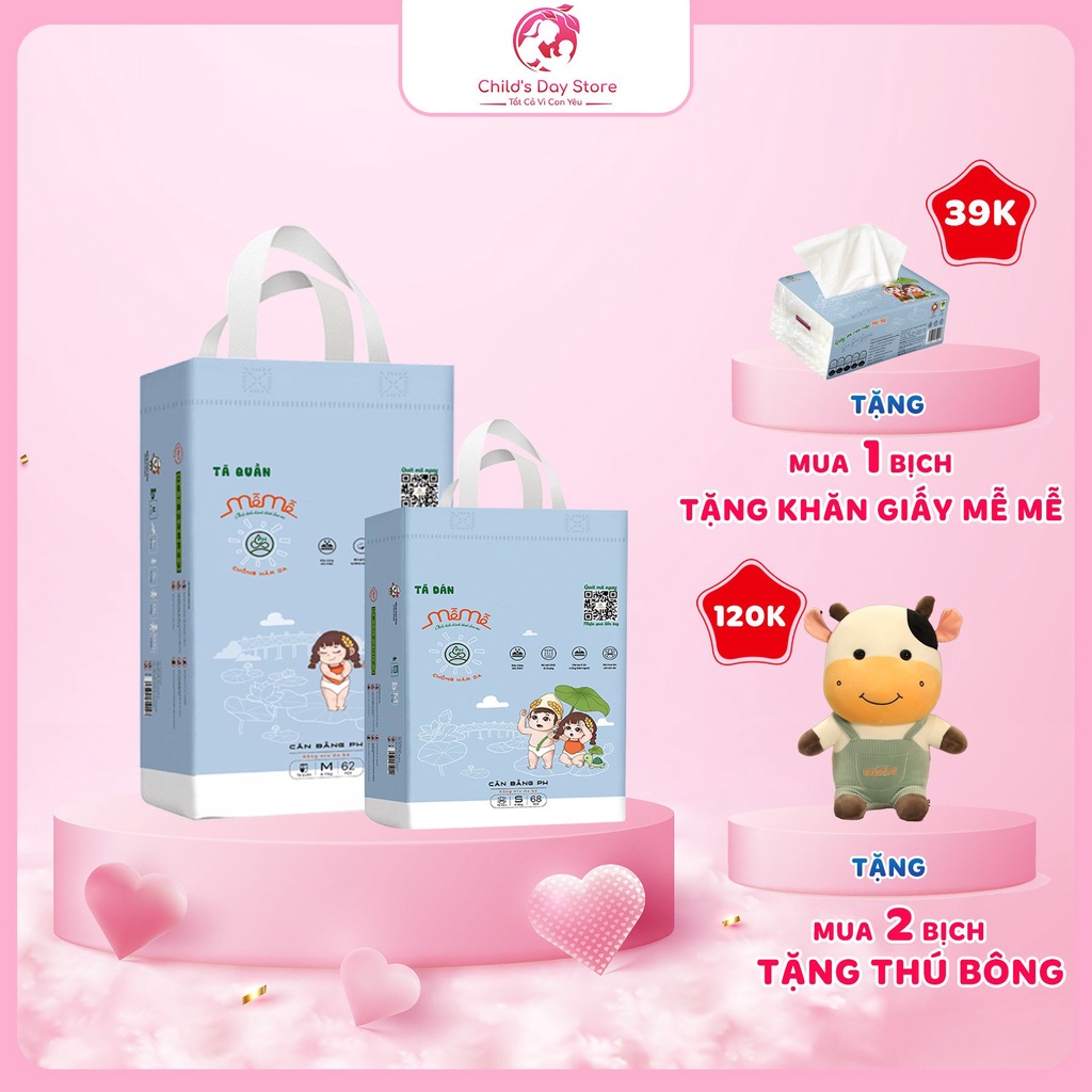 Tã Bỉm Quần/Dán MỄ MỄ - Các Size S68/M64/L58/XL54/2XL50/3XL46- Mềm Mỏng Siêu Thấm Cho Bé - childs_day.