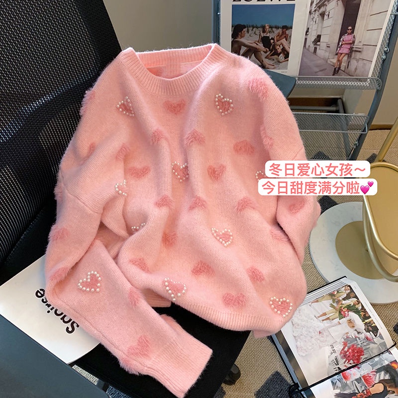 áo len nữ croptop form rộng tăm cộc tay trễ vai mỏng cổ lọ áo khoác carigan thom browne local brand ngắn hàn quốc cổ tròn vạt chéo Áo sweater Dáng Rộng Dày Dặn Đính Ngọc Trai Thời Trang Thu Đông 2022 Cho Nữ