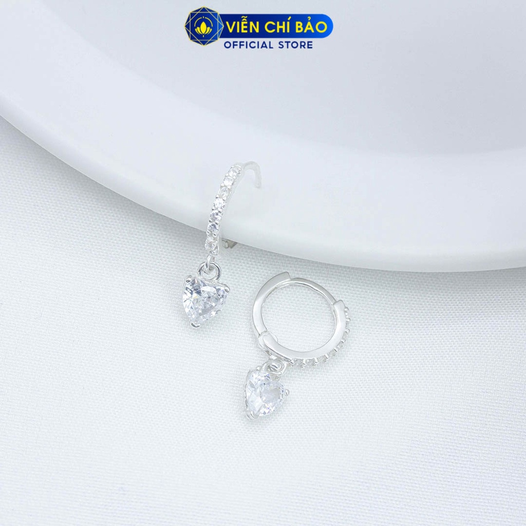 Bông tai bạc nữ trái tim chất liệu bạc 925 thời trang phụ kiện trang sức nữ Viễn Chí Bảo B400039