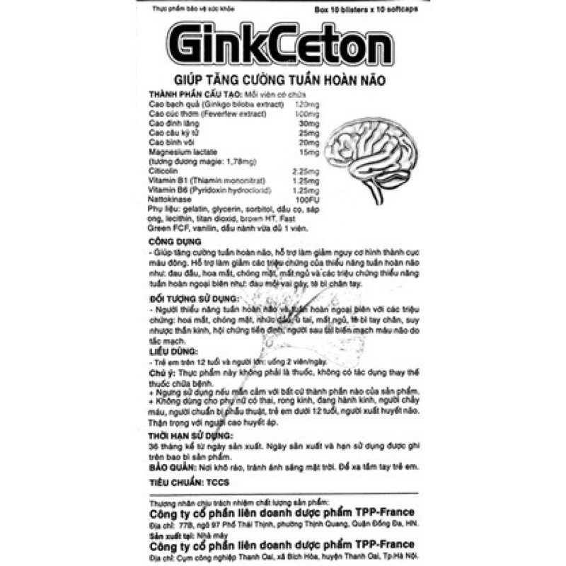 GinkCeton hộp 10 vỉ 100 viên