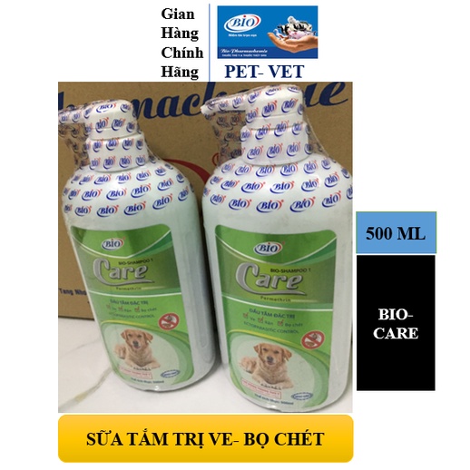 BIO- CARE 500ML Sữa tắm chuyên dùng cho chó mèo nhiễm ve, rận- Ngăn ngừa hôi lông