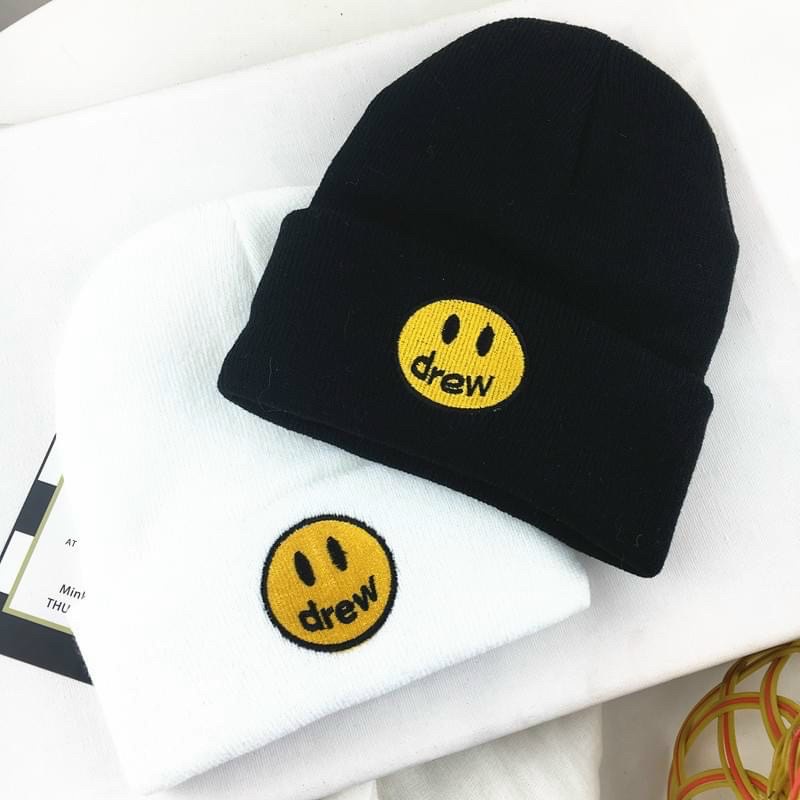 Mũ len thêu hình mặt cười phong cách thời trang hip hop dành cho Nam Và Nữ WHMU-02