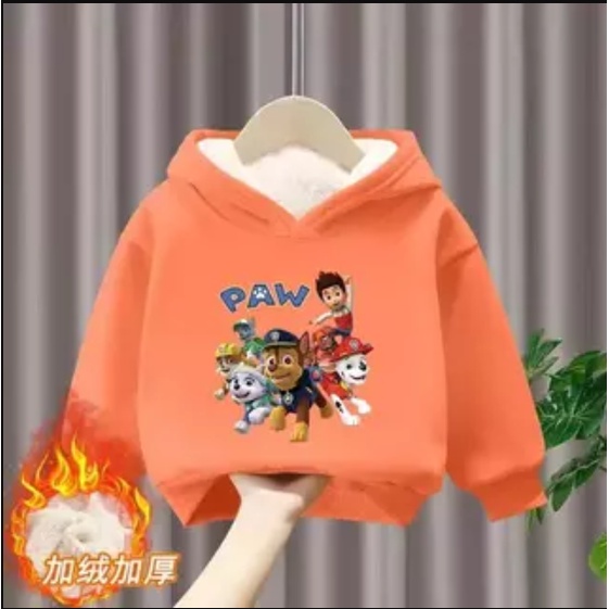 Áo Hoodie Tay Dài Cổ Tròn Lót Lông Cừu Dày In Họa Tiết Thời Trang Mùa Thu Mới Cho Bé Trai