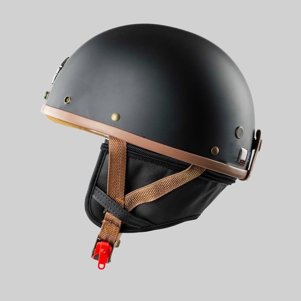 Mũ bảo hiểm phượt 1/2 đầu Napoli Haley cao cấp - Màu Đen Nhám - Freesize 55-58 cm