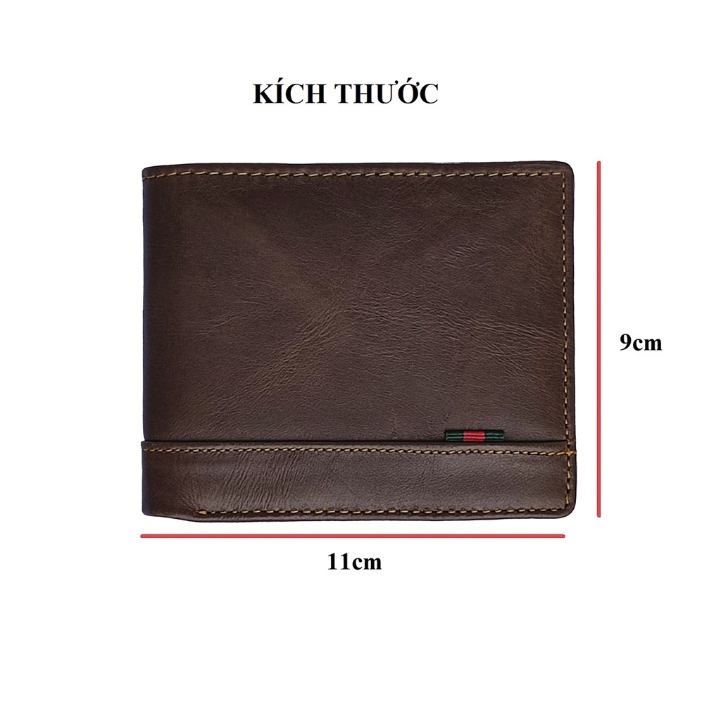 Ví nam mini nhỏ gọn da bò thật fullbox box bảo hành 12 tháng