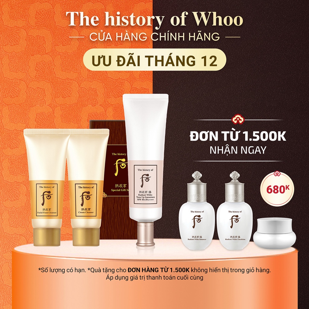 Bộ Kem chống nắng nâng tông Whoo Gongjinhyang Seol Radiant White Tone Up Sunscreen 50ml