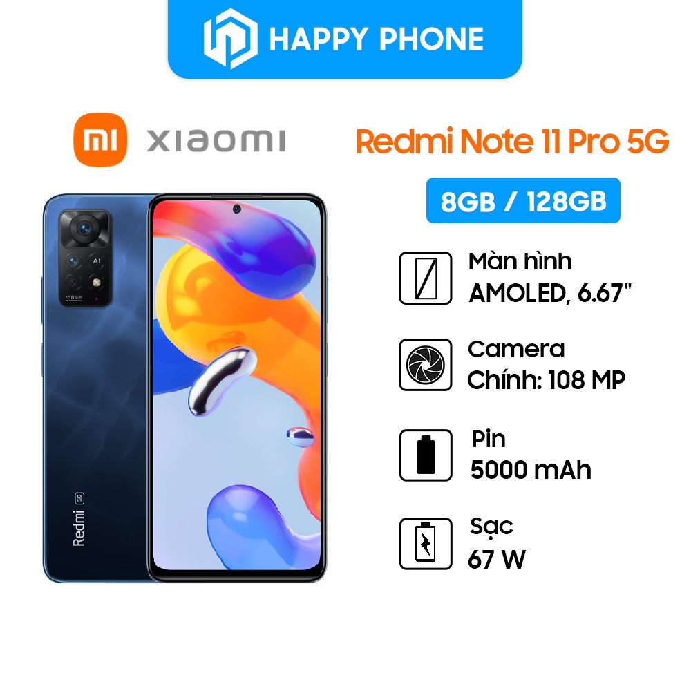 Điện thoại Xiaomi Redmi Note 11 Pro 5G - Hàng Chính Hãng, mới 100%, Bảo hành 18 tháng