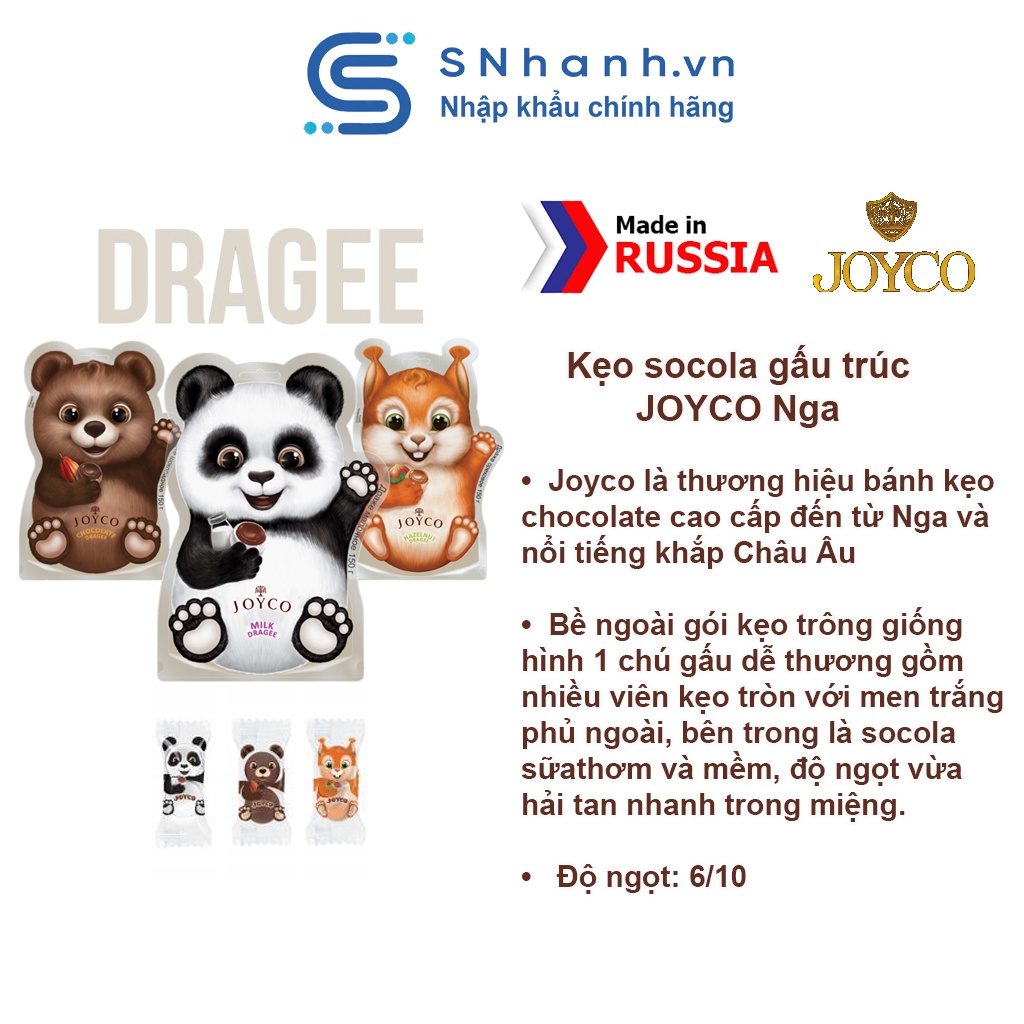 Kẹo socola gấu trúc JOYCO Nga – Gói 150g