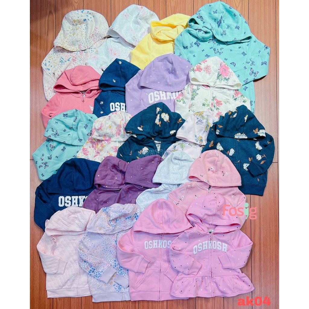 Áo Khoác Nỉ Bé Gái Oskos - Kem Hoa Nhỏ