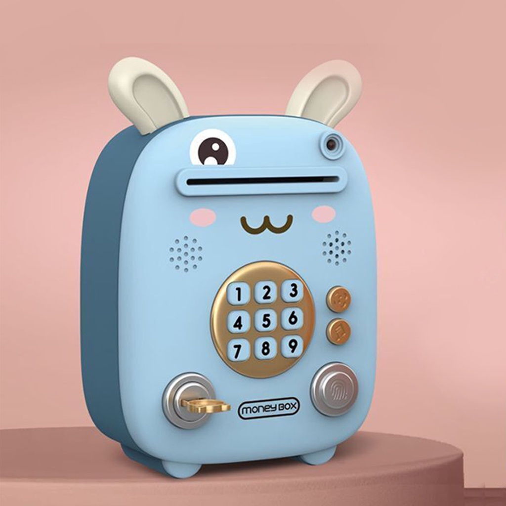 Két Đựng tiền mini cho bé - Hộp Tiết Kiệm Điện Tử Mini Có khóa Ấn Vân Tay Mật Mã Có Nhạc Và Đèn Vui Nhộn