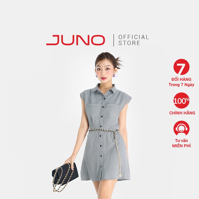 Đầm Mini Nữ Thời Trang JUNO Tay Ngắn Họa Tiết Jacquard JNDLU035