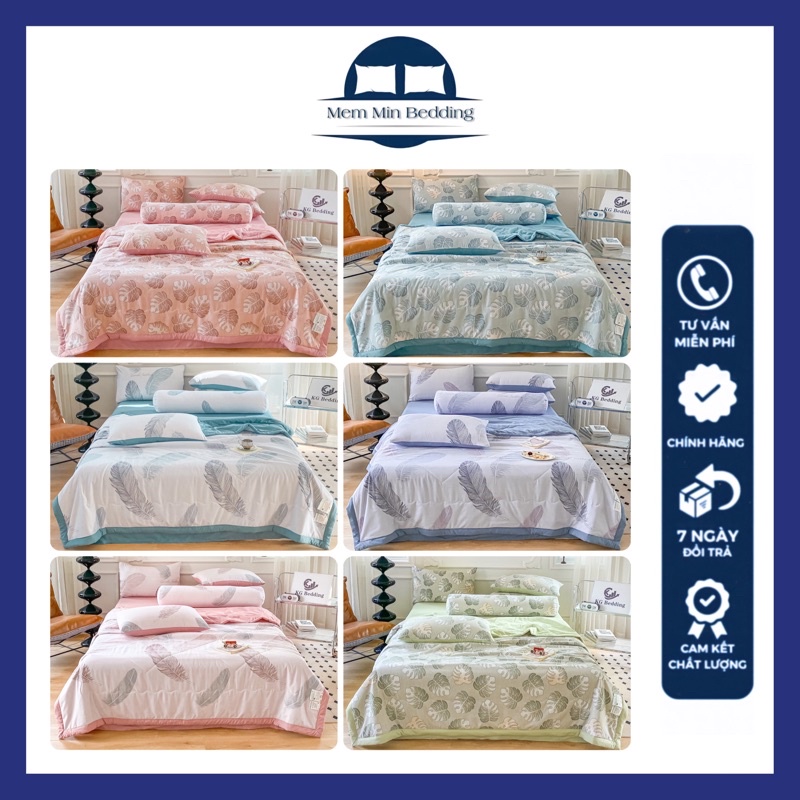 Bộ 5 Món Mền Ga Gối Cotton Đũi Vỏ gối drap chăn chần Basic Mềm Mịn Phong Cách Intro