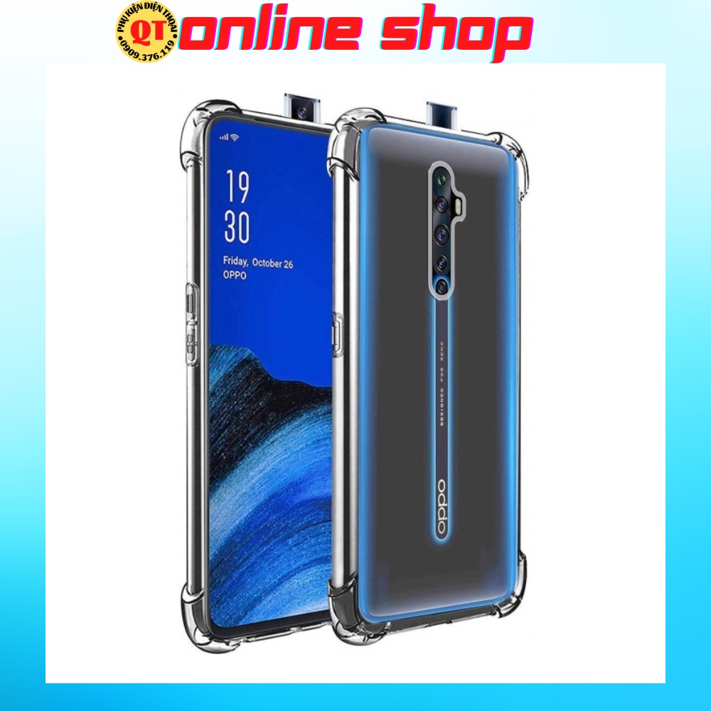 Ốp chống sốc trong suốt oppo reno2f / reno2,có gù chống sốc bảo vệ máy cực tốt,chất liệu silicon dẻo ôm sát thân máy