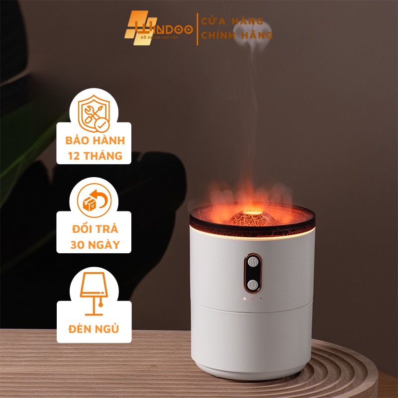 Máy phun sương xông tinh dầu tạo ẩm không khí mô phỏng miệng núi lửa và con sứa có đèn ngủ để bàn