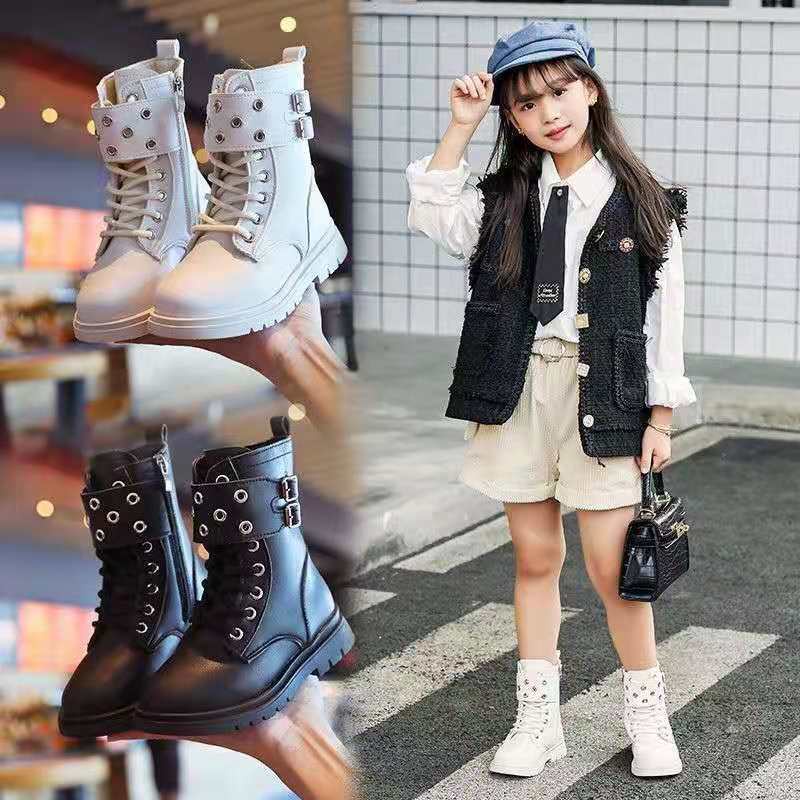 Giày Bốt Martin Thời Trang Thu Đông Cho Bé Gái 8-12 Tuổi scho