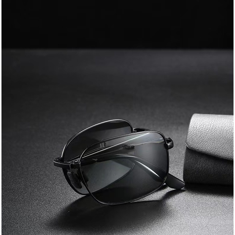 Kính Mát Phân Cực Mặt Vuông Gấp Gọn Bằng Kim Loại Cho Nam
